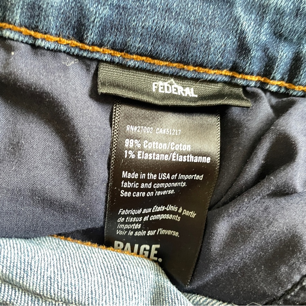 PAIGE Men's Federal Slim Straight Leg Jeans Vintage Eric Blue Made USA Classic - Picture 10 of 11